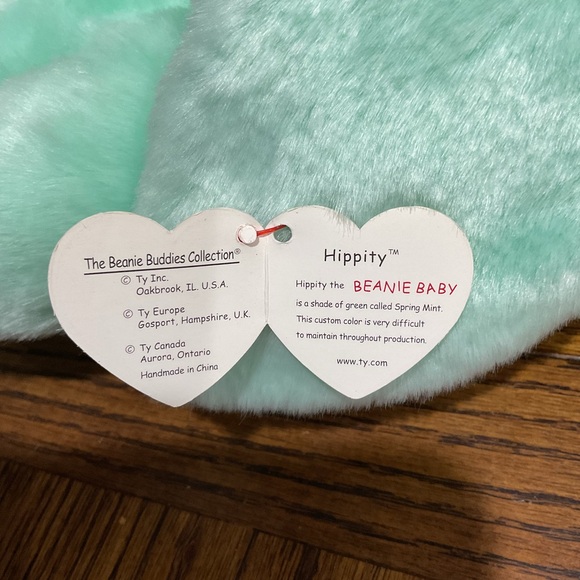 Ty Mint Green Bunny Hippity beanie, basket beanie ornament and buddy - Picture 11 of 16
